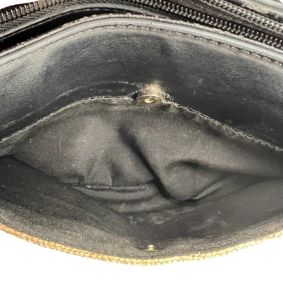 Etienne Aigner Black Tan Jute Adjustable Strap Shoulder Bag Purse - Picture 8 of 11